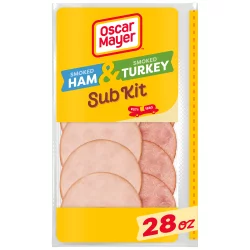 Oscar Mayer Sub Kit with Extra Lean Smoked Ham & Extra Lean Smoked Turkey Breast Sliced Lunch Meat Pack