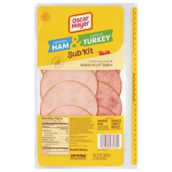 Oscar Mayer Sub Kit with Smoked Ham & Smoked Turkey Breast Sliced Deli Lunch Meats Variety Pack