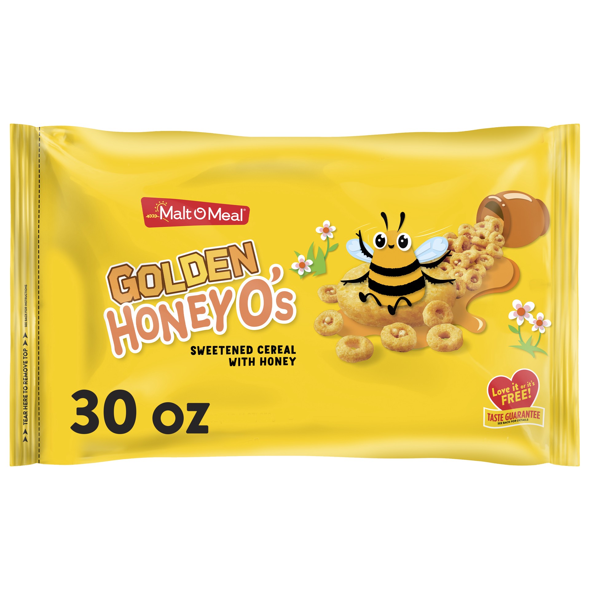slide 1 of 1, Malt-O-Meal Golden Honey O's Breakfast Cereal, 30 OZ Bag, 30 oz