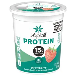 Yoplait Protein Yogurt Cultured Dairy Snack, Strawberry Flavored, Gluten Free Protein Snacks, 1 lb 14 oz Tub