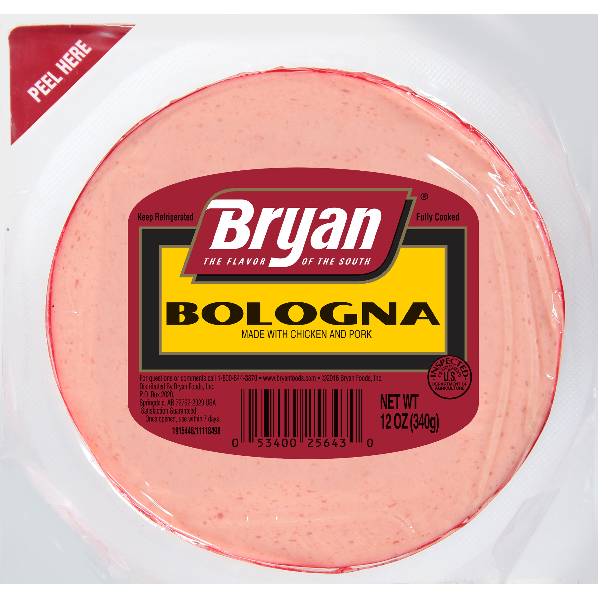 slide 1 of 8, Bryan Bologna Deli Lunch Meat, 12 oz, 340.19 g