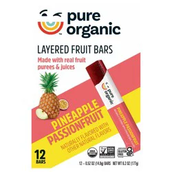 Pure Organic, Layered Fruit Bars, Pineapple Passionfruit, Gluten Free and Vegan Fruit Snacks, 6.2oz Box, 12 Count
