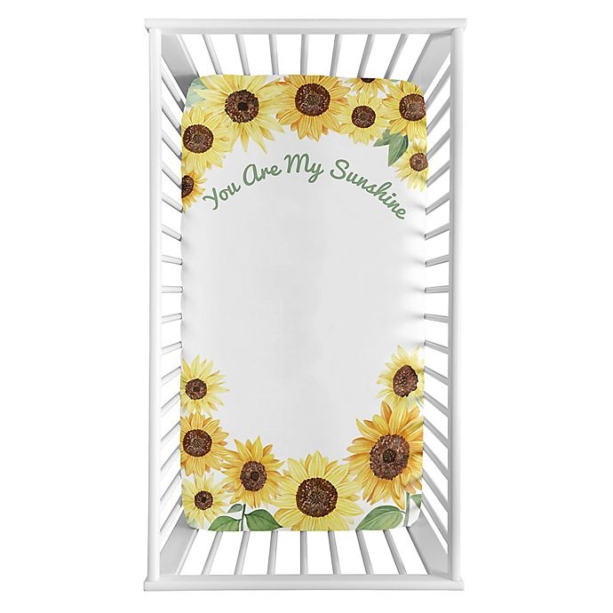 slide 1 of 1, Sweet Jojo Designs Watercolor Sunflower Microfiber Crib Sheet - Yellow/Green, 1 ct