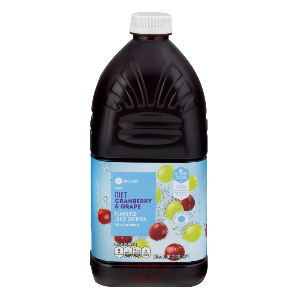 slide 1 of 1, SE Grocers Flavored Juice Cocktail Diet Cranberry & Grape - 64 oz, 64 oz