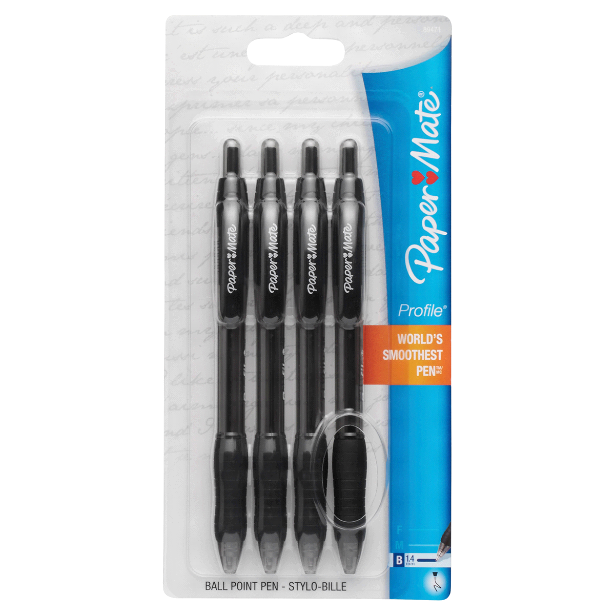 slide 1 of 4, Paper Mate Profile Retractable Ballpoint Pens, Bold Point, Black, 4 ct