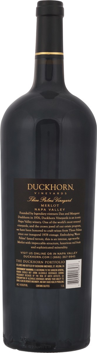 slide 9 of 9, Duckhorn Merlot, Three Palms Vineyard, Napa Valley, 1.5 l
