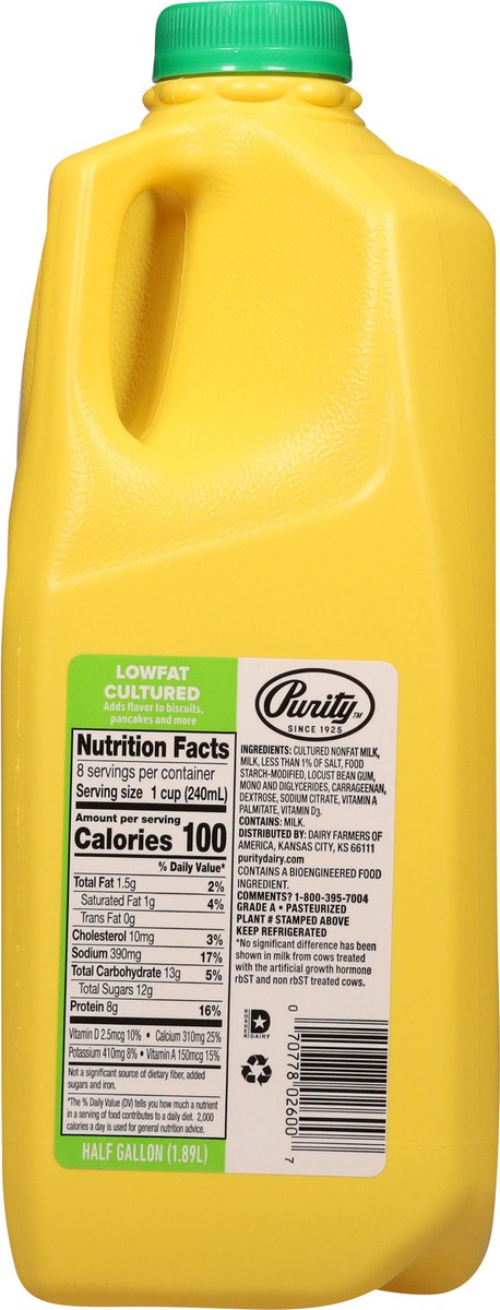slide 14 of 14, Purity Lowfat Cultured Buttermilk Half Gallon - 1 Container, 64 fl oz