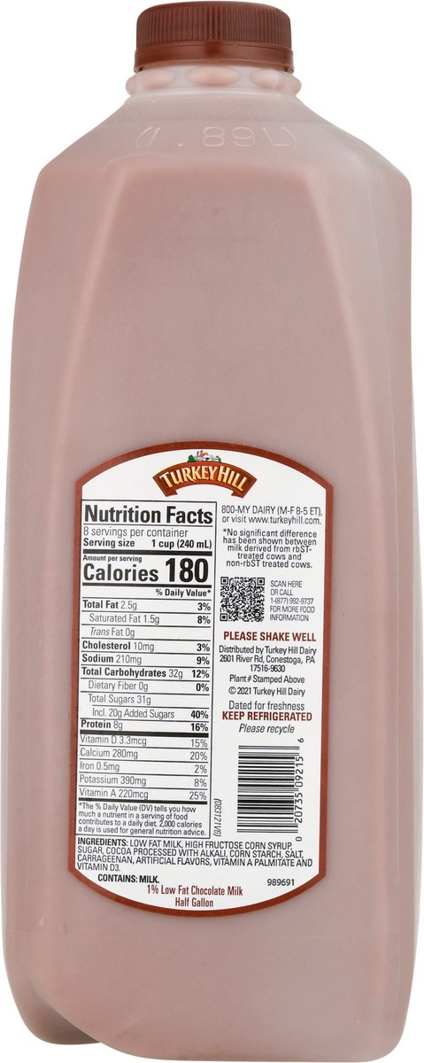 slide 4 of 13, Turkey Hill 1% Low Fat Chocolate Milk 0.5 gal, 1/2 gal