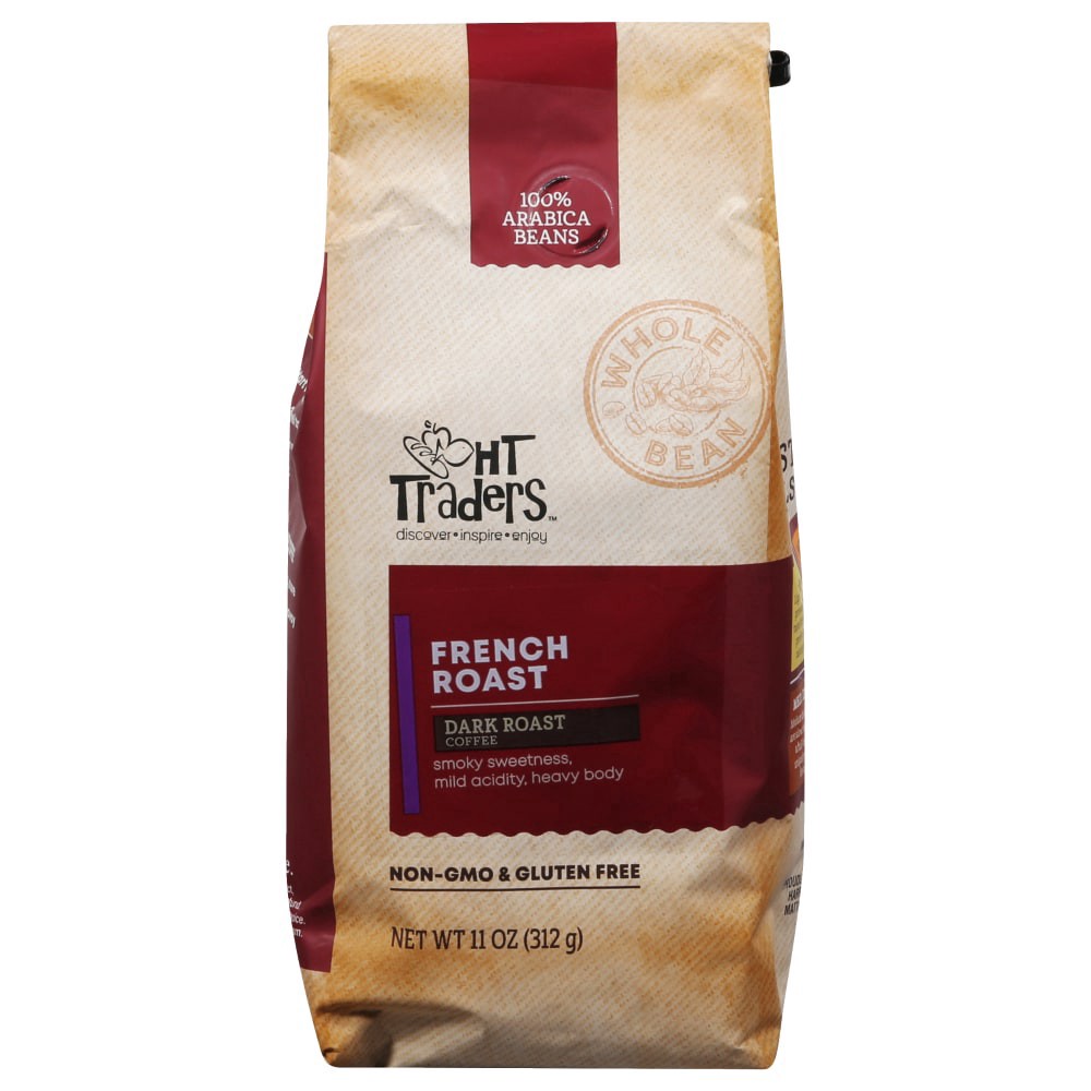 slide 1 of 4, HT Traders French Roast Dark Roast Whole Bean Coffee, 11 oz