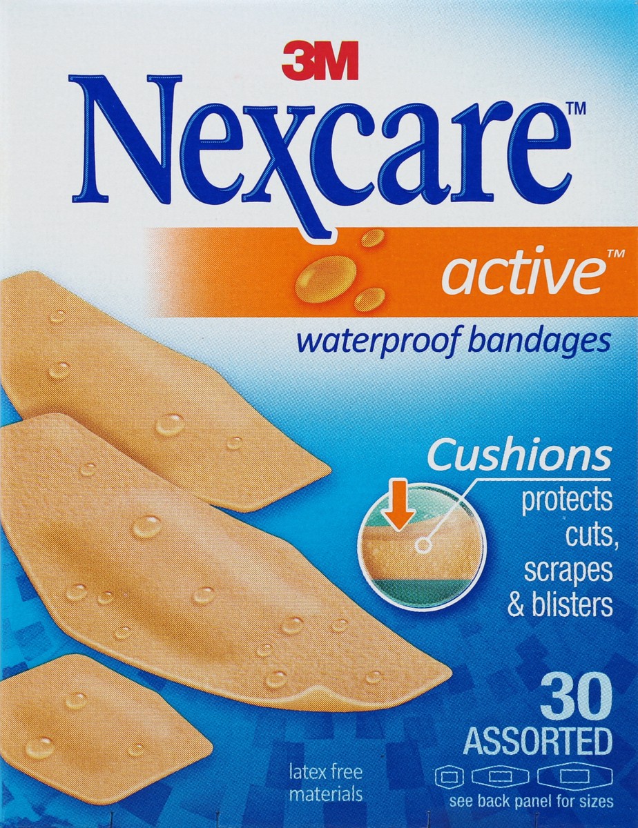 slide 4 of 4, Nexcare Active Extra Cushion Latex Free Bandages, 30 ct