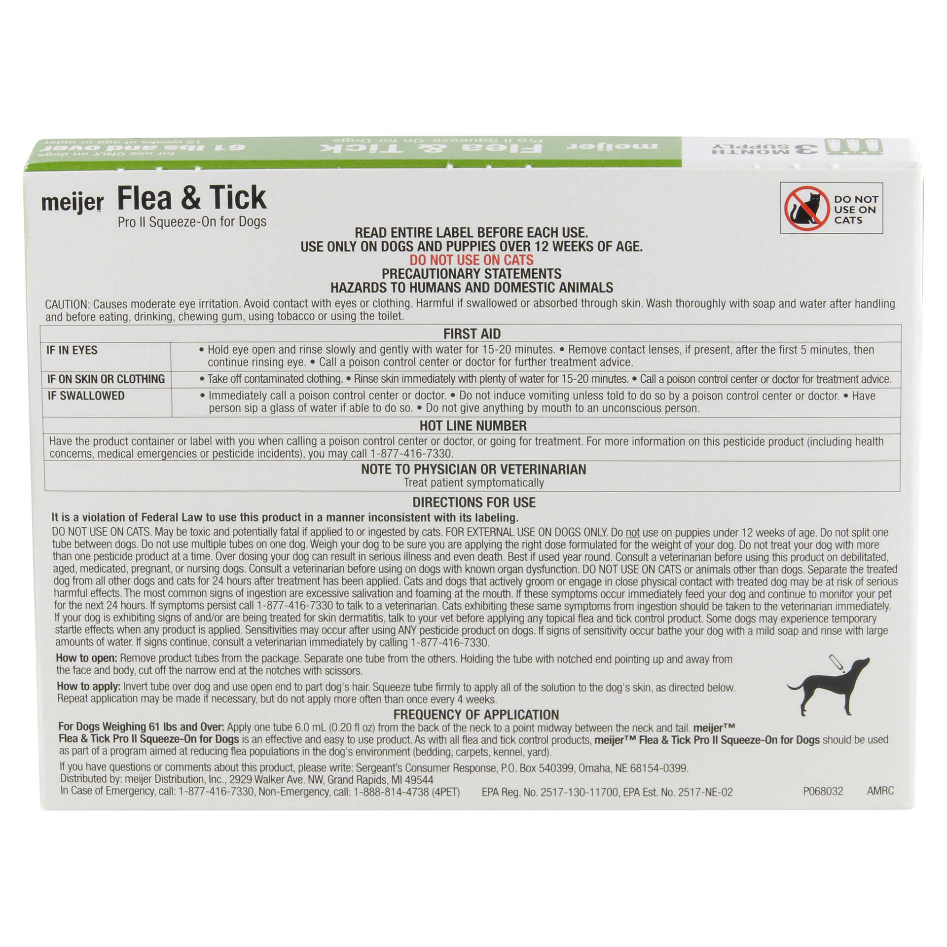 slide 13 of 21, Meijer Pro II Squeeze-On Flea & Tick for Dogs, 61+ lb, 3 ct