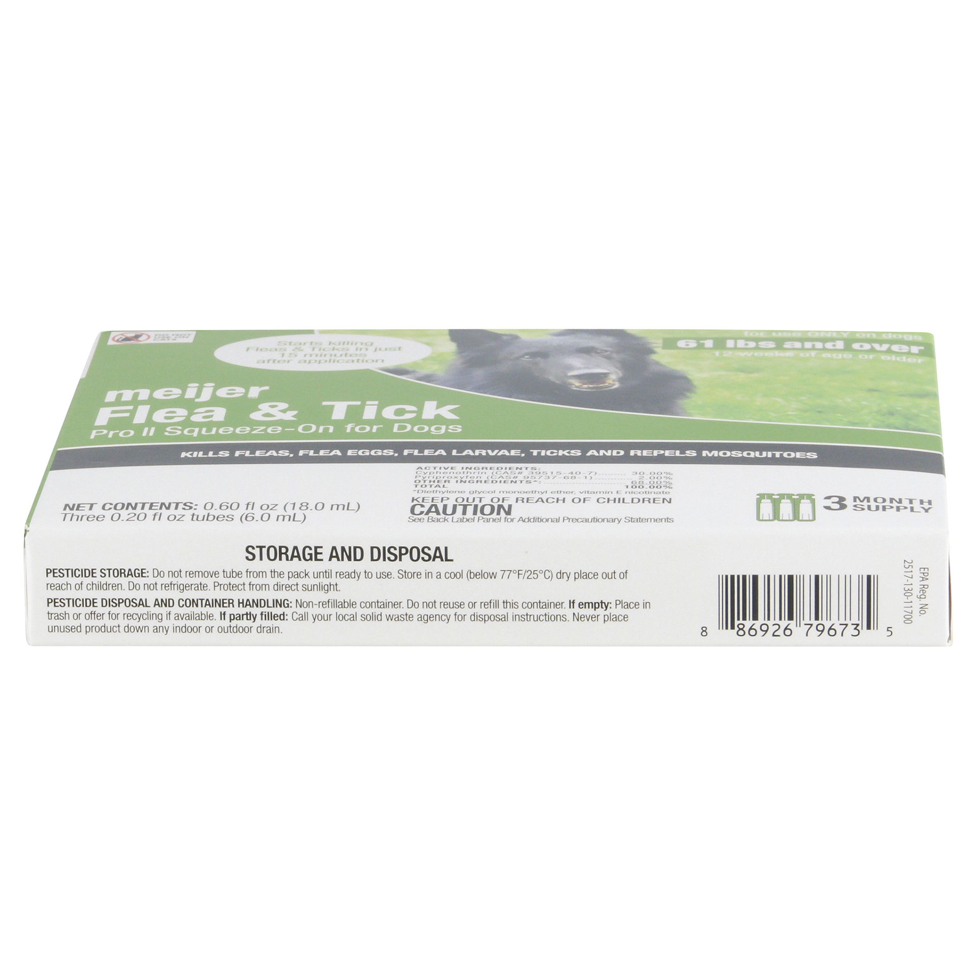 slide 21 of 21, Meijer Pro II Squeeze-On Flea & Tick for Dogs, 61+ lb, 3 ct