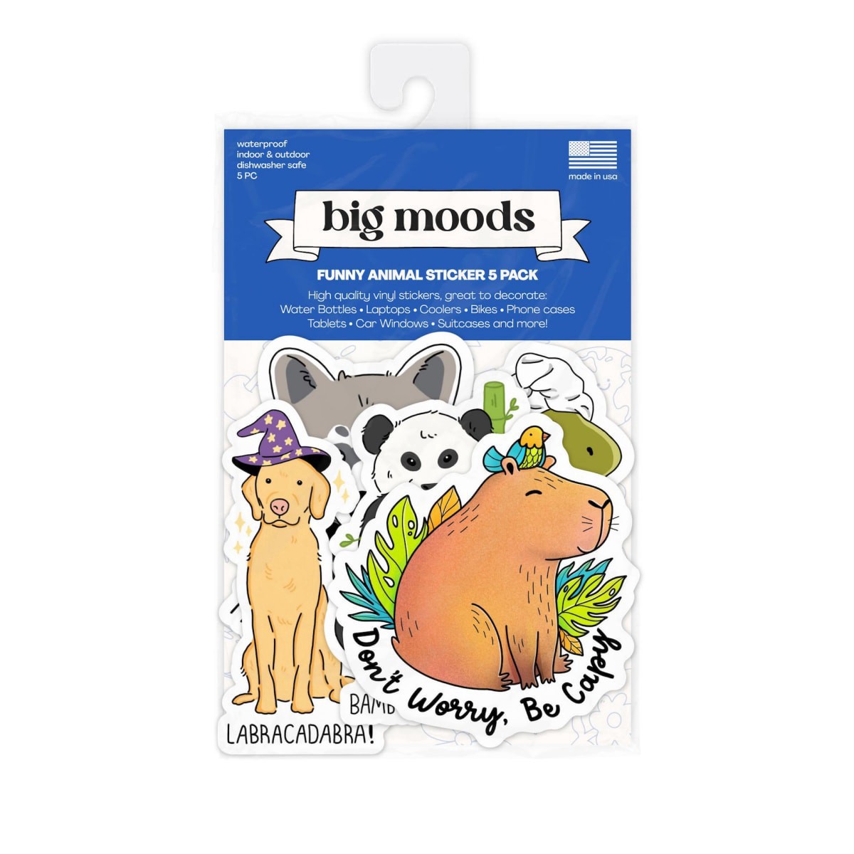 slide 1 of 1, Big Moods Stickers Funny Animal Pack 5Pc, 5 ct