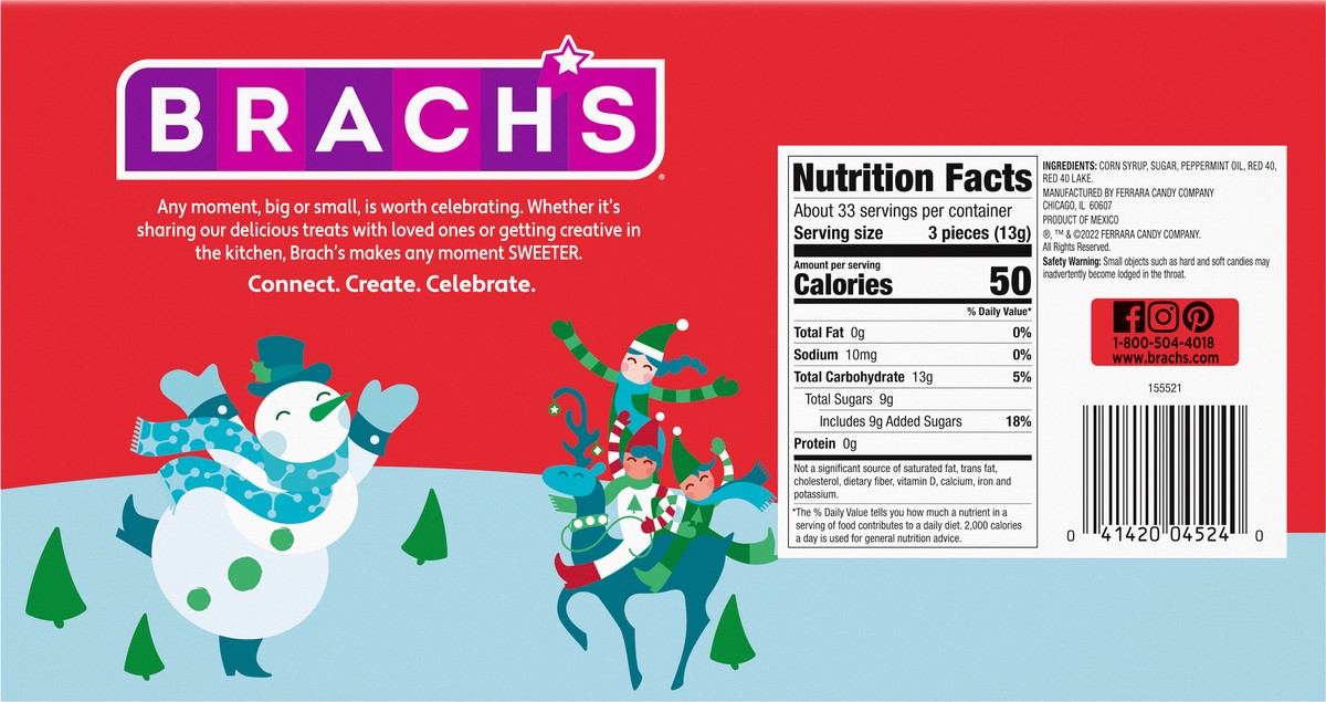 slide 9 of 9, Brach's Mini Candy Canes 15 Ounce 100 Count Box, 15 oz