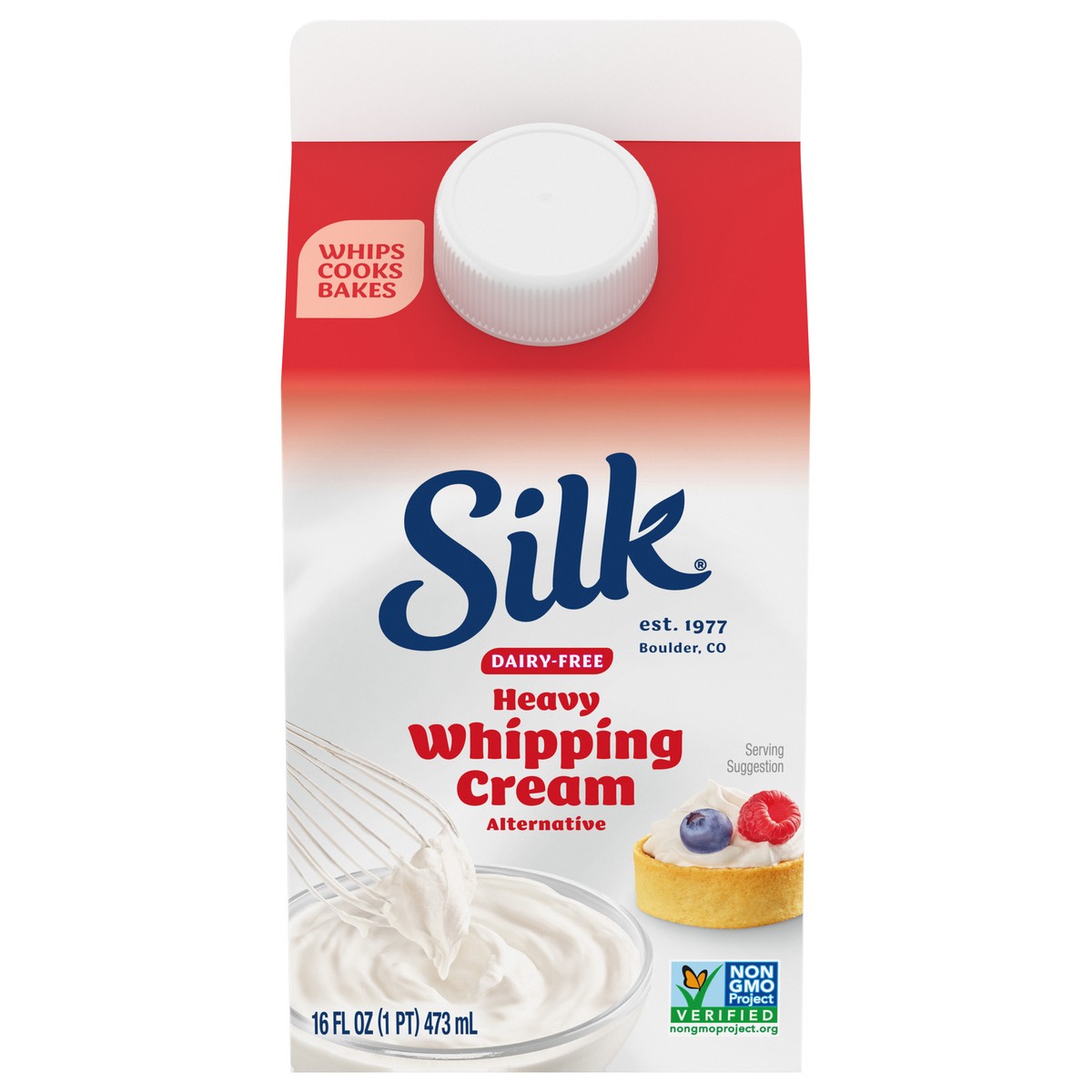 slide 1 of 5, Silk Heavy Whipping Cream Alternative, Dairy Free, Gluten Free,16 FL OZ Carton, 16 fl oz