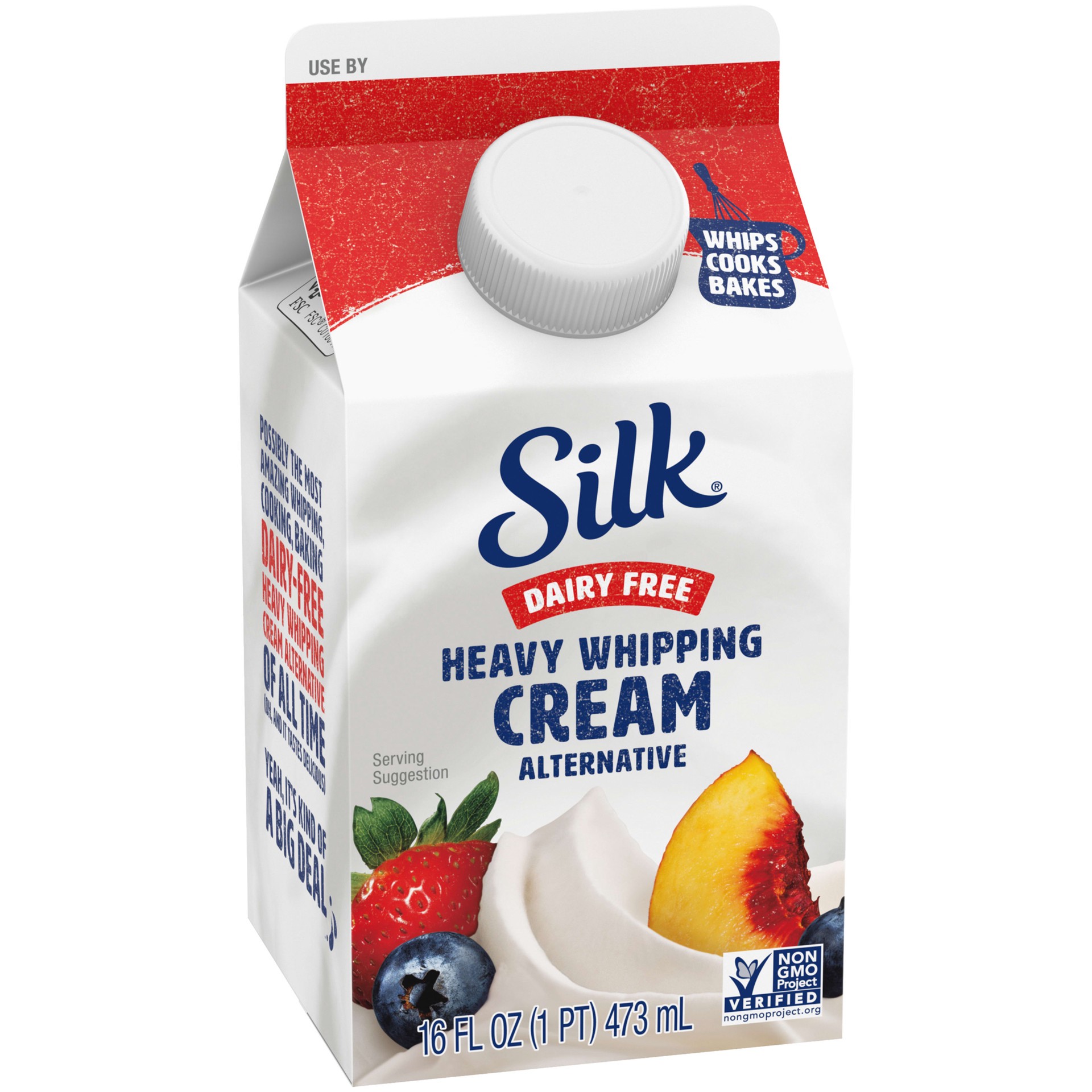 slide 5 of 5, Silk Heavy Whipping Cream Alternative, Smooth, Lusciously Creamy Dairy Free and Gluten Free Vegan Heavy Whipping Cream Substitute, 16 FL OZ Carton, 16 fl oz