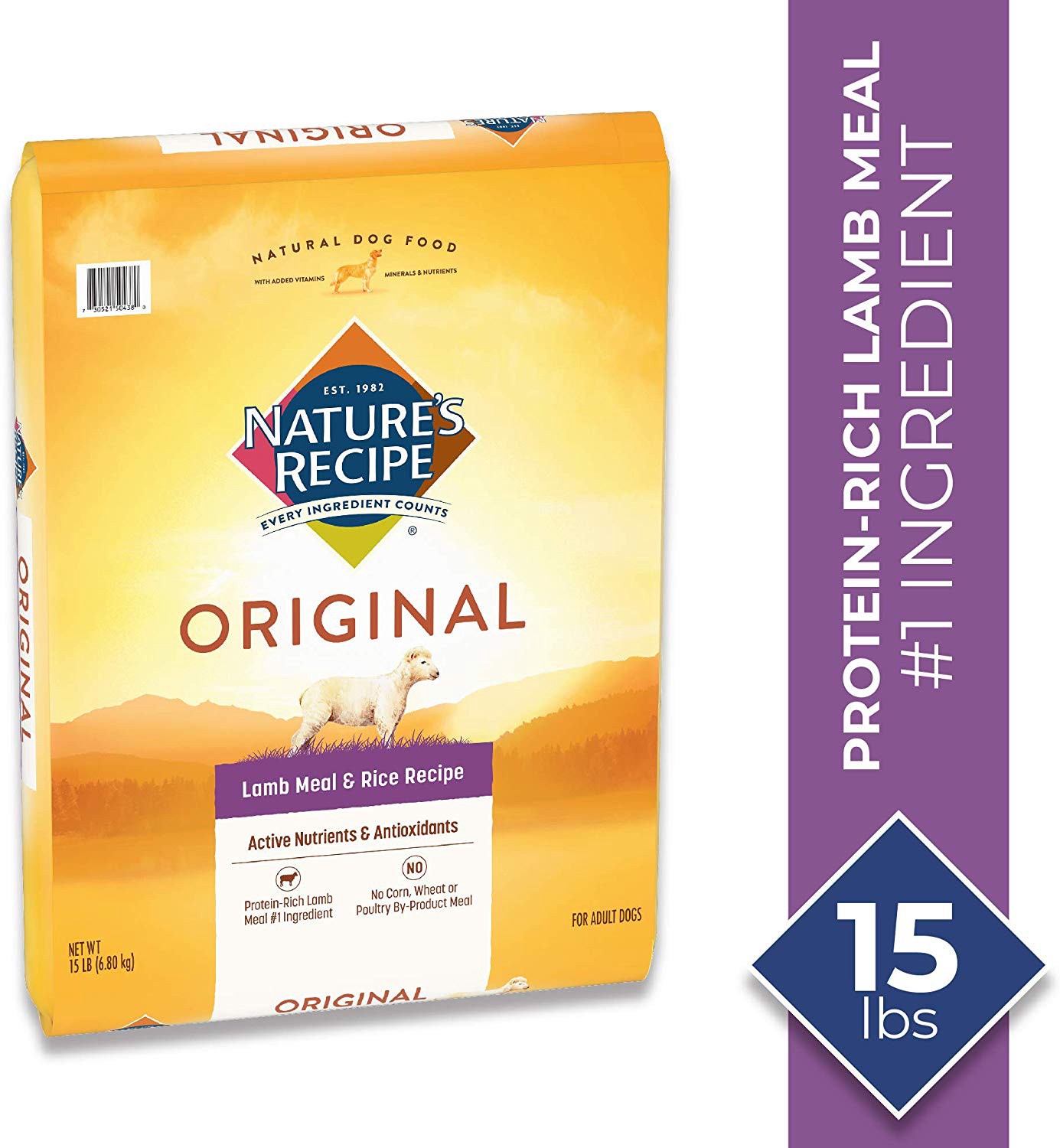 slide 5 of 5, Nature's Recipe Lamb Meal & Rice Recipe Dry Dog Food for Adult Dogs, 15 Pounds, 15 lb