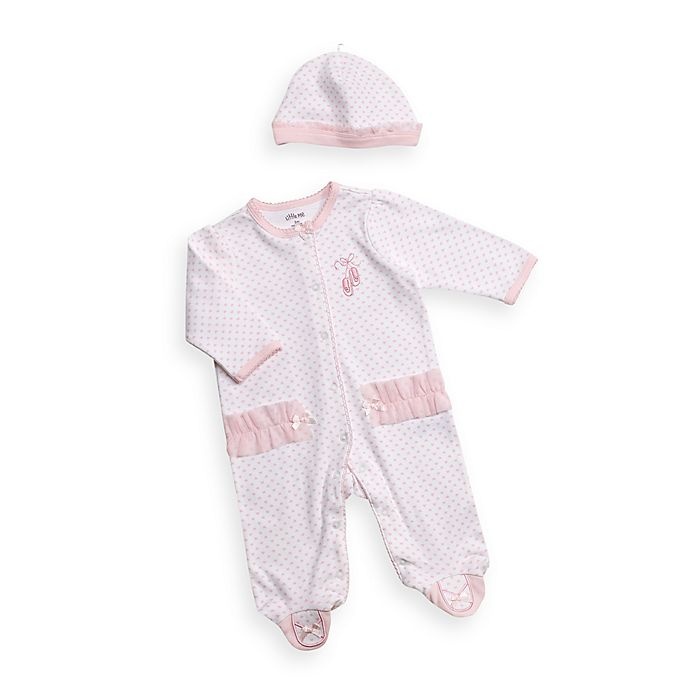 slide 1 of 1, Little Me Size Newborn Blue Pink Heart Footie with Cap, 1 ct