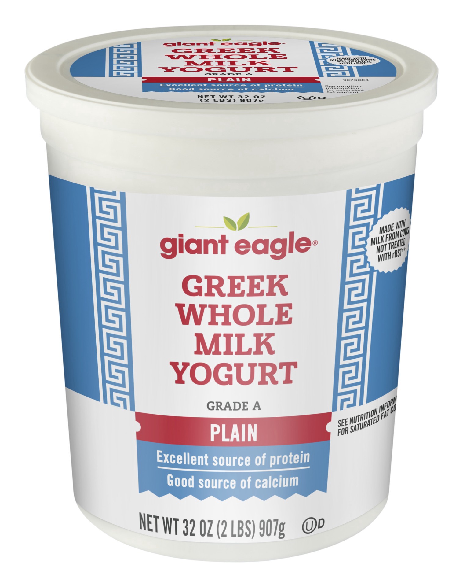 slide 1 of 1, Ge Greek Plain Whole Milk Yogurt, 32 oz