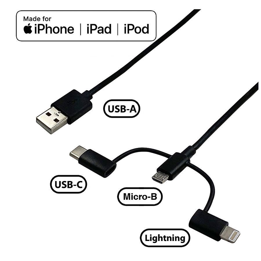 slide 2 of 3, Infinitive Combo Charge & Sync Cable 3 ft, 1 ct