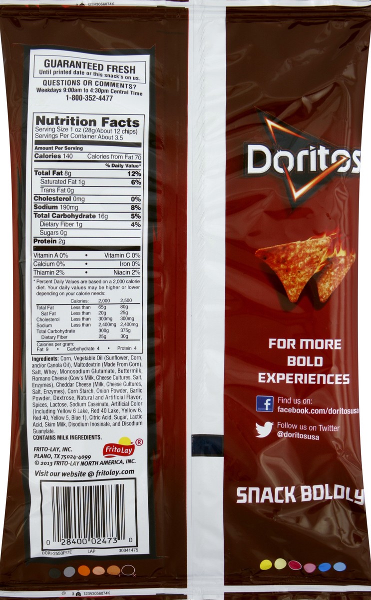 slide 6 of 6, Doritos Tortilla Chips 3.375 oz, 3.38 oz