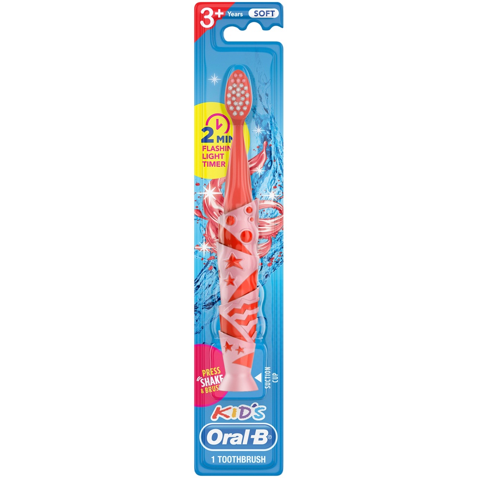 slide 1 of 6, Oral-B Kids Pink Sparkle Toothbrush, 1 ct