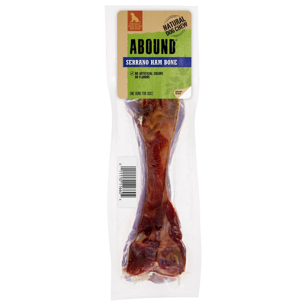 slide 1 of 2, Abound Natural Chew Serrano Ham Bone, 1 ct