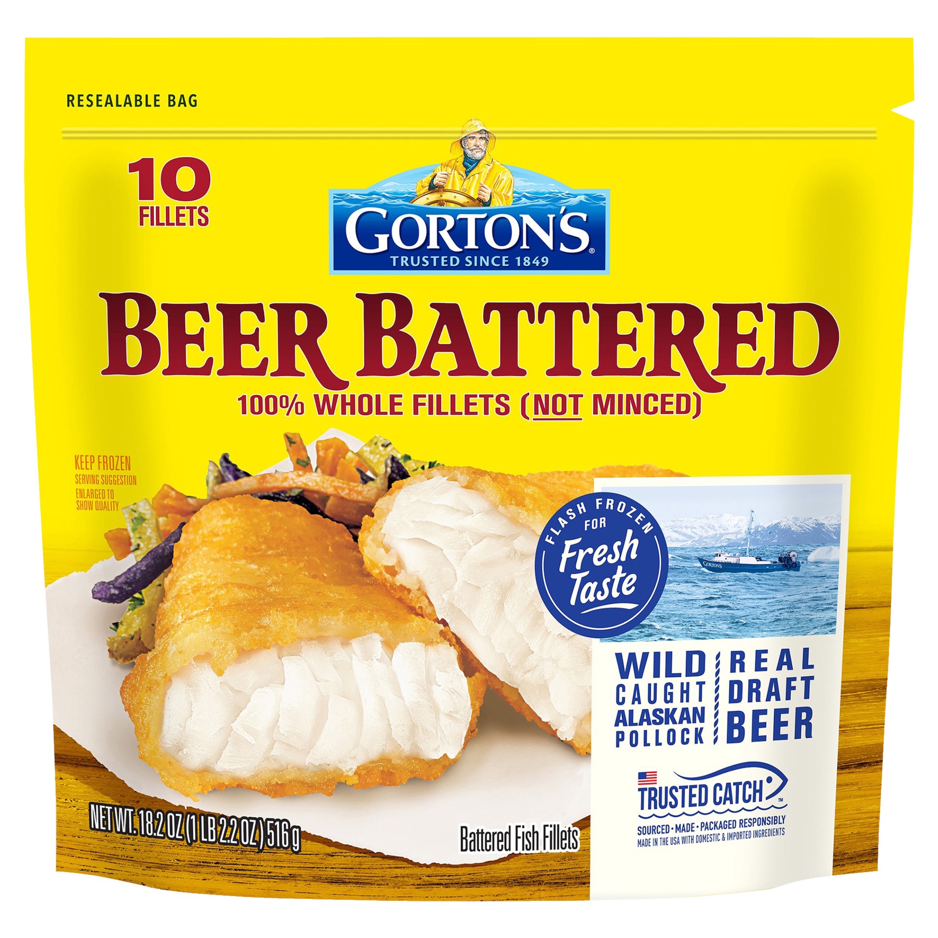 slide 8 of 9, Gorton's Beer Battered Fish Fillets, 18.2 oz