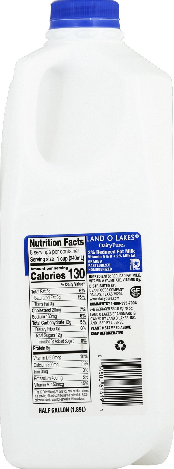 slide 2 of 5, Land O'Lakes Milk 0.5 gl, 64 fl oz