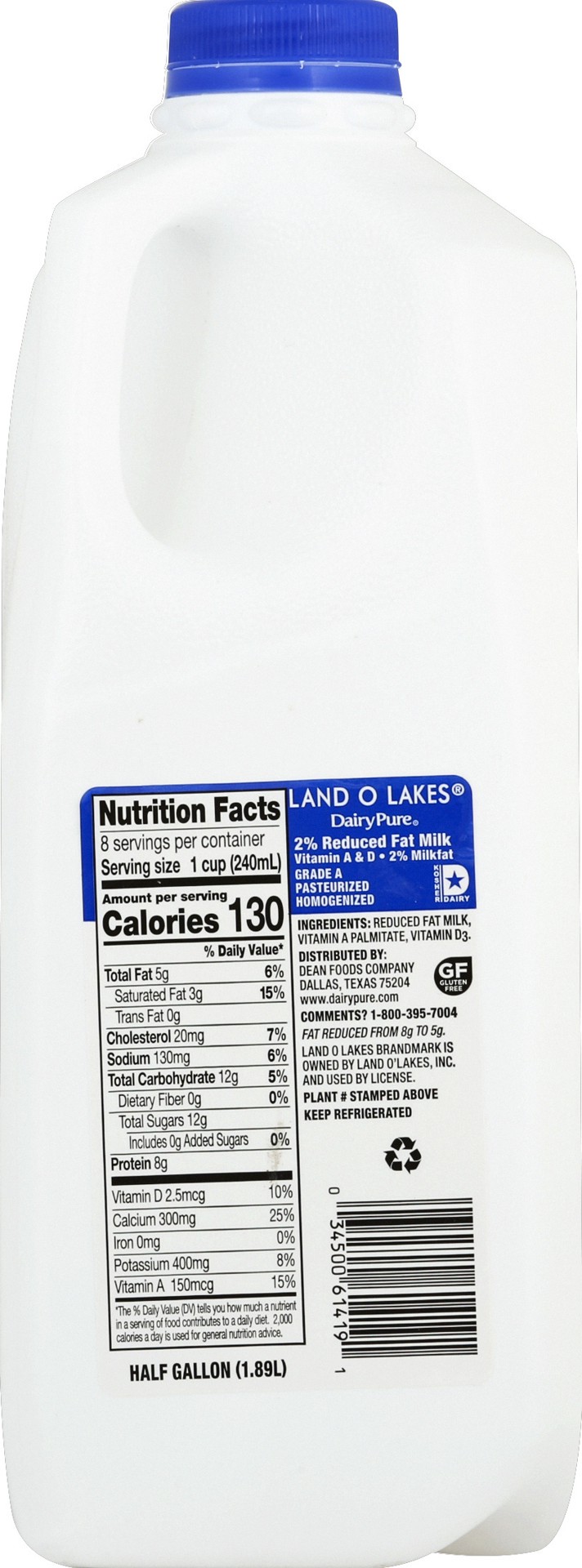 slide 5 of 5, Land O'Lakes Milk 0.5 gl, 64 fl oz