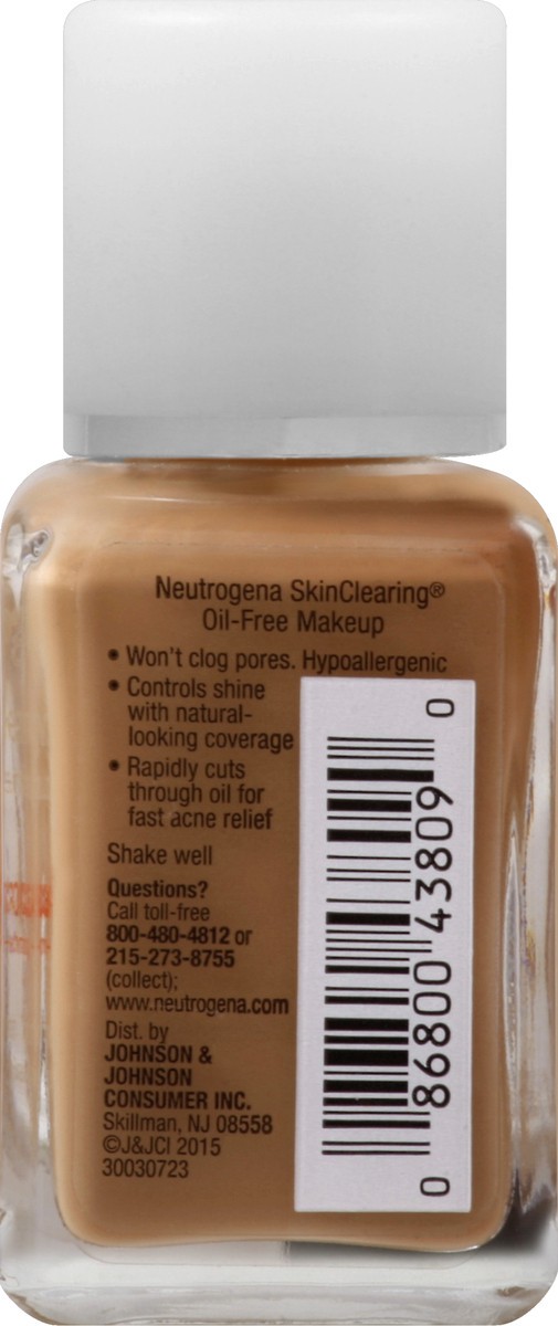 slide 5 of 6, Neutrogena SkinClearing Oil-Free Acne and Blemish Fighting Liquid Foundation with.5% Salicylic Acid Acne Medicine, Shine Controlling Makeup for Acne Prone Skin, 105 Caramel, 1 fl. oz, 1 fl oz