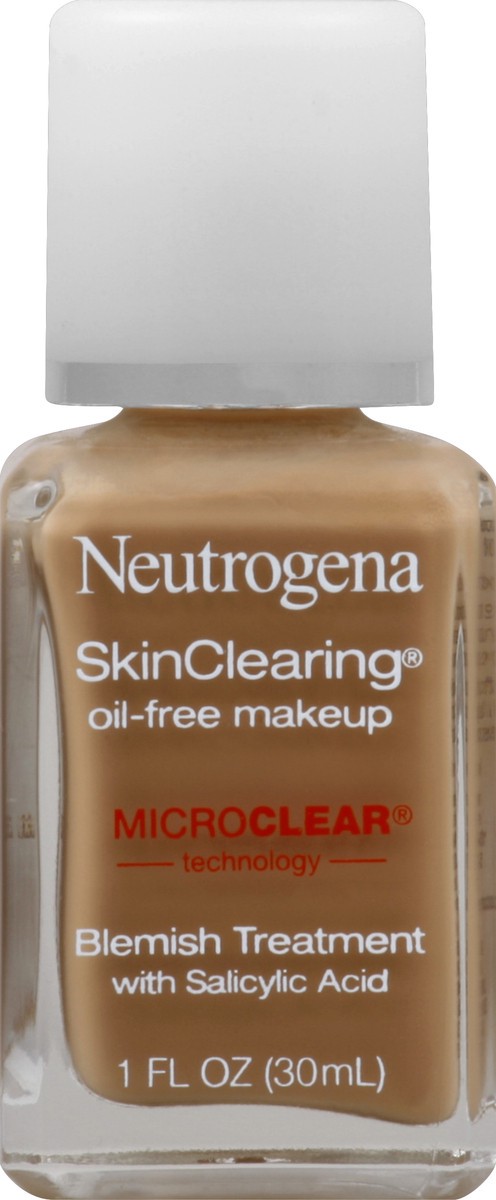 slide 4 of 6, Neutrogena SkinClearing Oil-Free Acne and Blemish Fighting Liquid Foundation with.5% Salicylic Acid Acne Medicine, Shine Controlling Makeup for Acne Prone Skin, 105 Caramel, 1 fl. oz, 1 fl oz