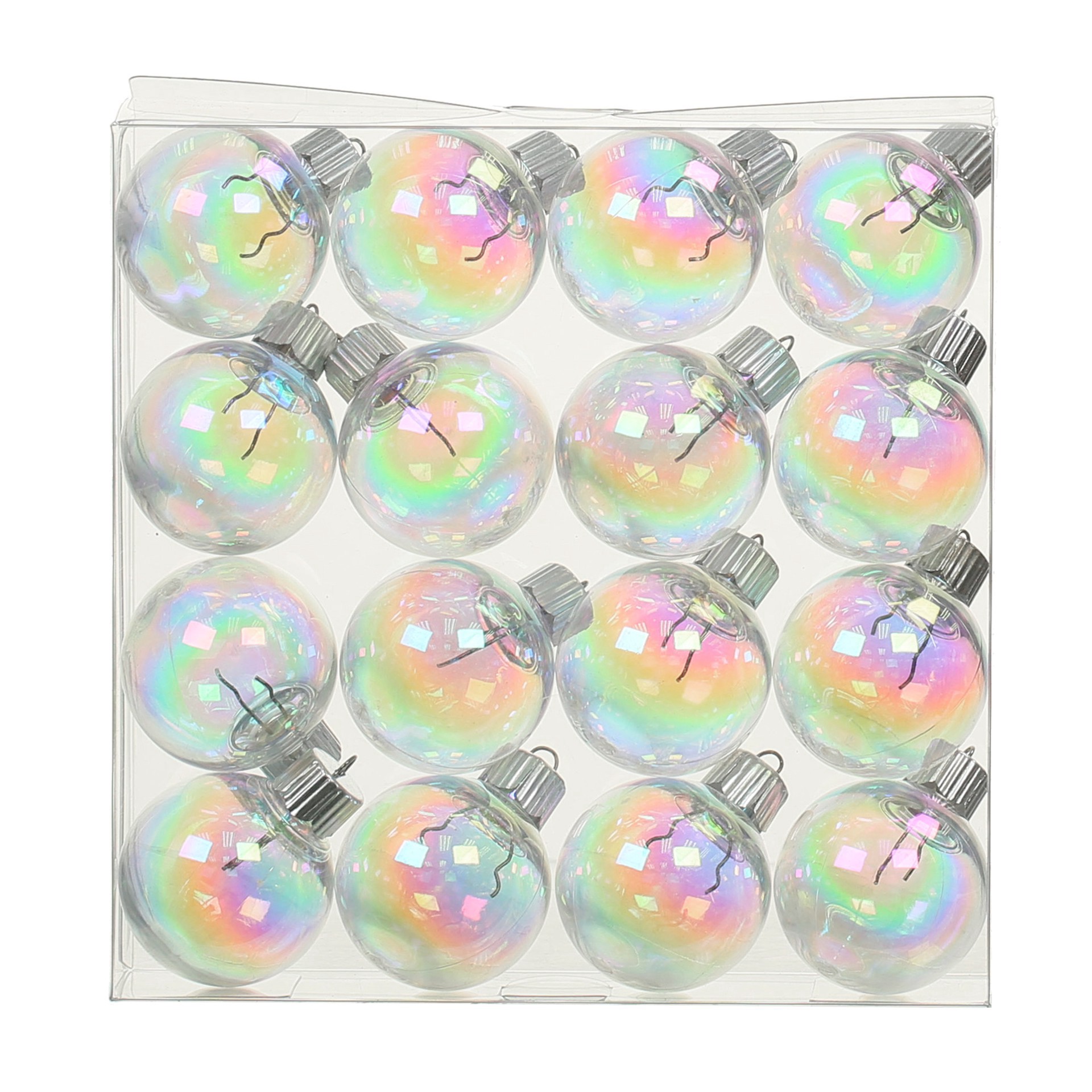 slide 2 of 3, 16 Pack 1.5" Clear Iridescent Diy Plastic Ball Ornaments By Make Market, 16 ct