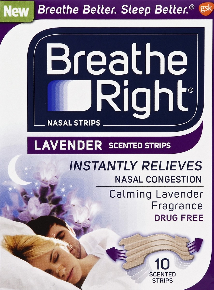 slide 4 of 4, Breathe Right Lavender Nasal Strips, 10 ct