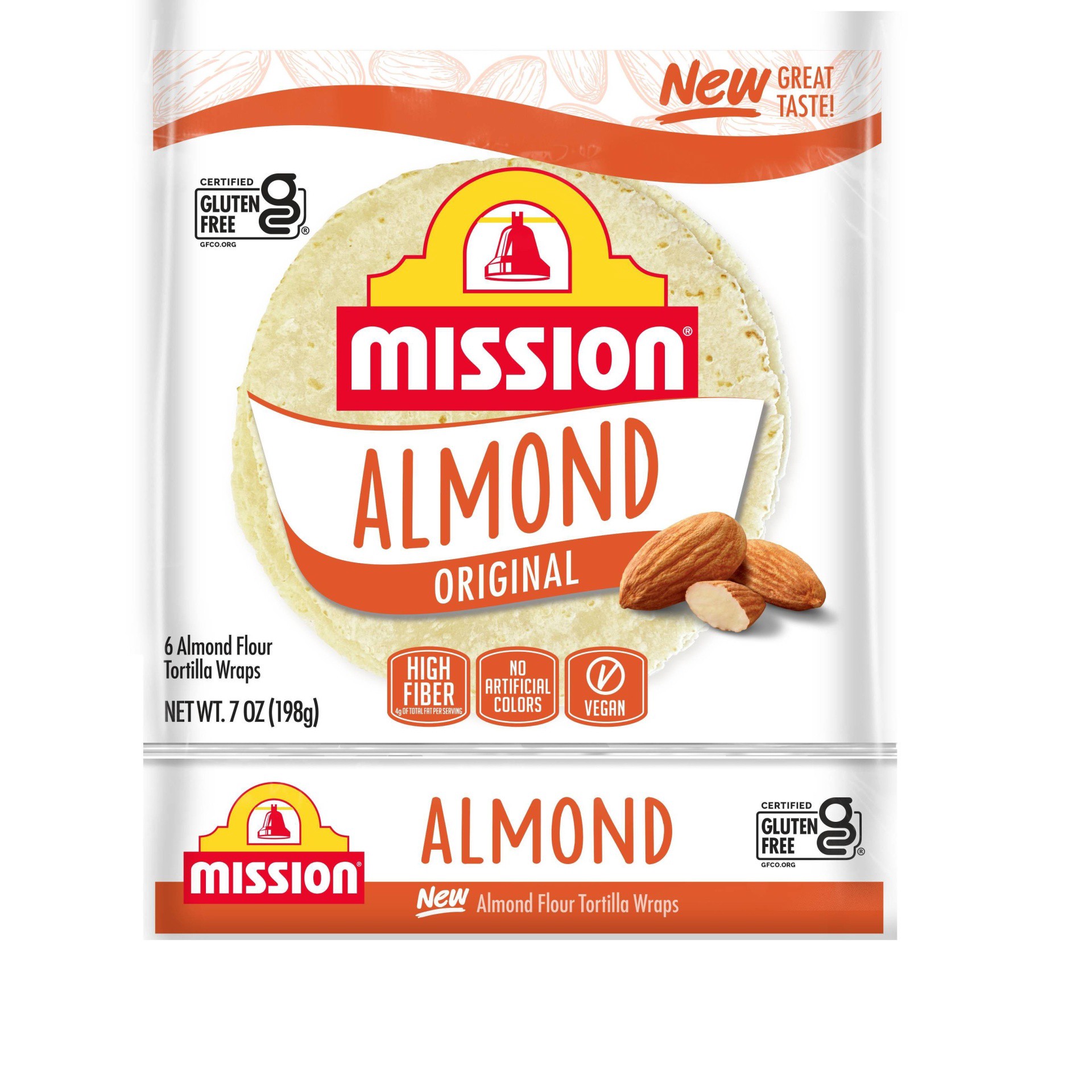 slide 1 of 2, Mission Gluten Free Almond Flour Tortilla Wraps, 6 ct; 7 oz