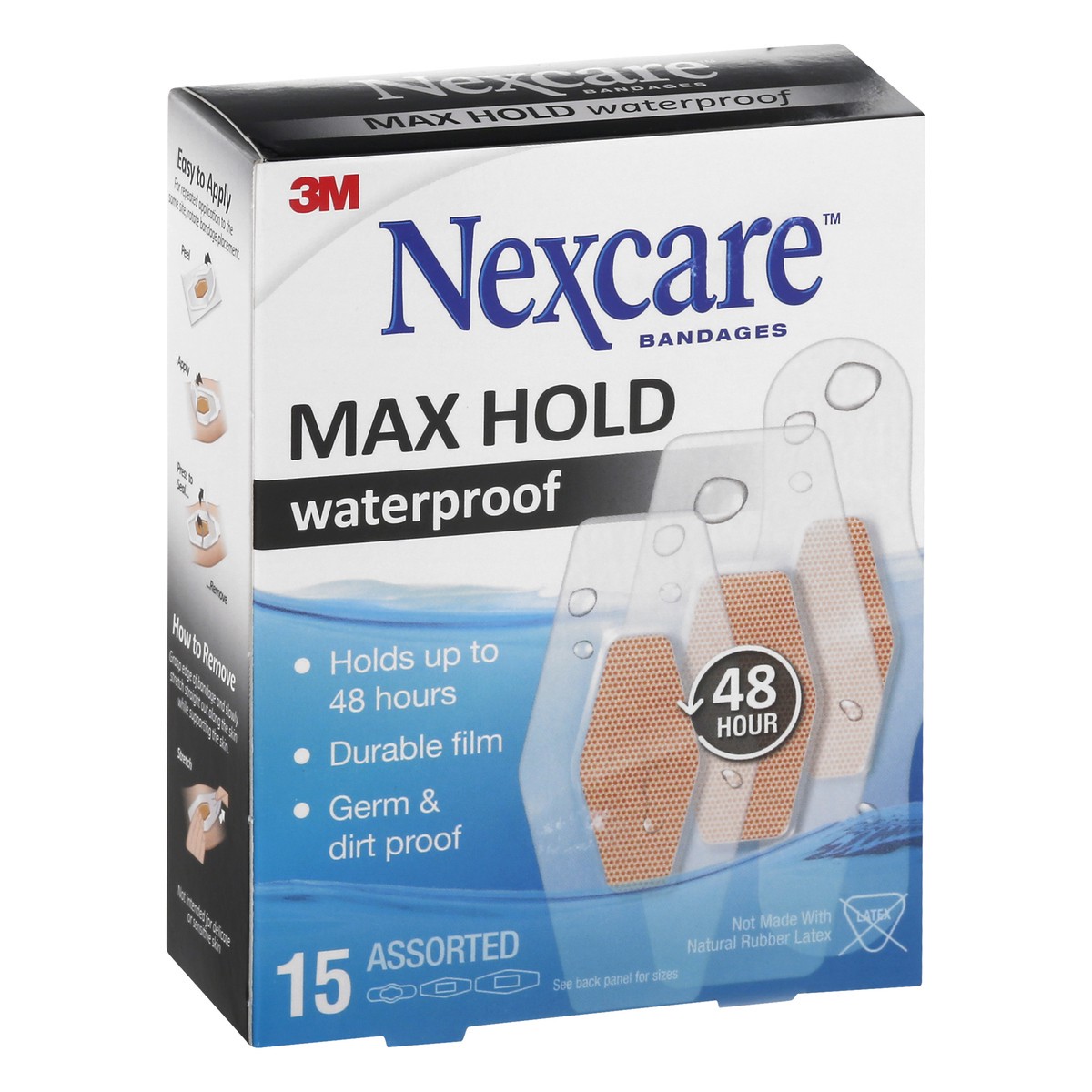 slide 8 of 11, Nexcare Assorted Waterproof Max Hold Bandages 15 ea, 15 ct