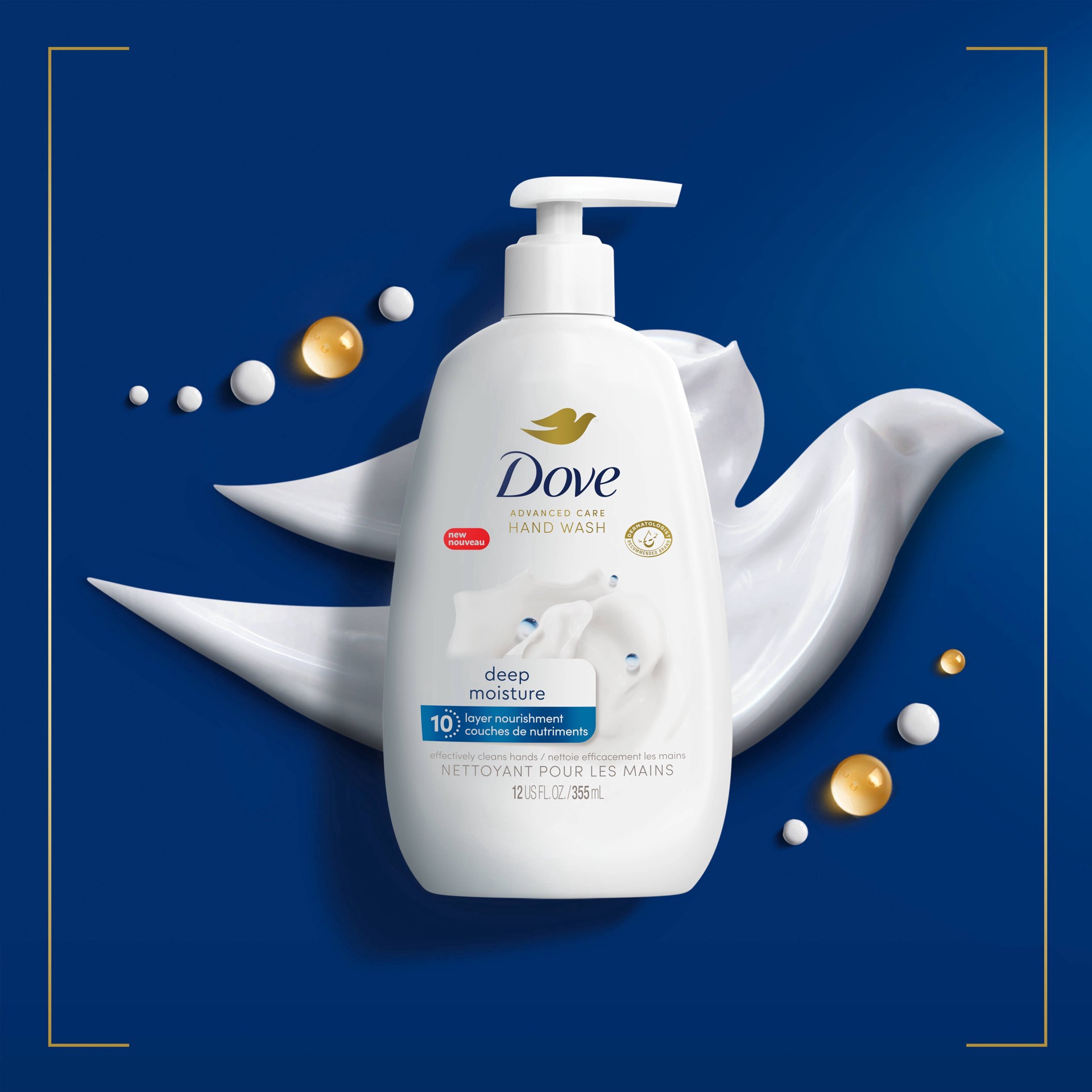 slide 5 of 5, Dove Advanced Care Deep Moisture Hand Wash, 12 oz