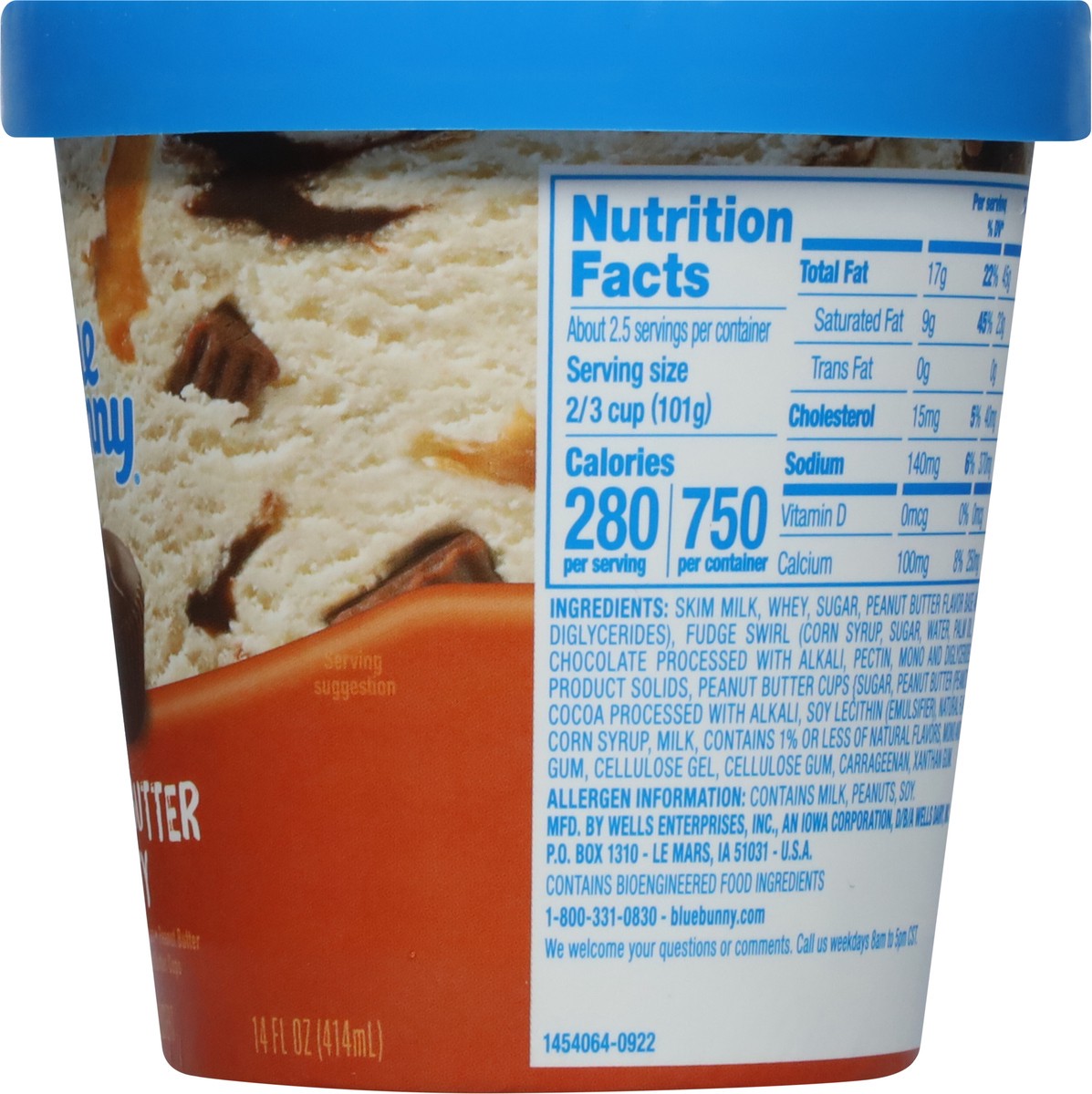 slide 8 of 9, Blue Bunny Peanut Butter Party Frozen Dessert, 14 fl oz, 14 fl oz