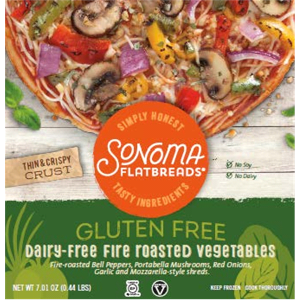 slide 1 of 1, Sonoma Flatbreads Dairy-Free Fire Roasted Vegetables Pizza, 7.3 oz