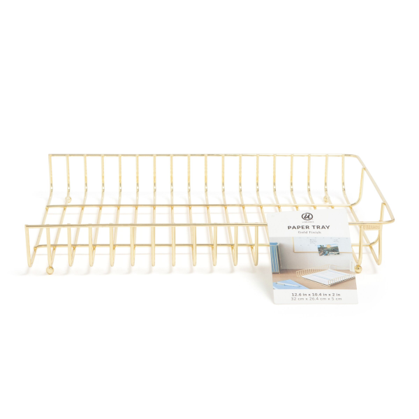 slide 2 of 9, U BRANDS UBrands Bent Wire Paper Tray - Gold, 1 ct