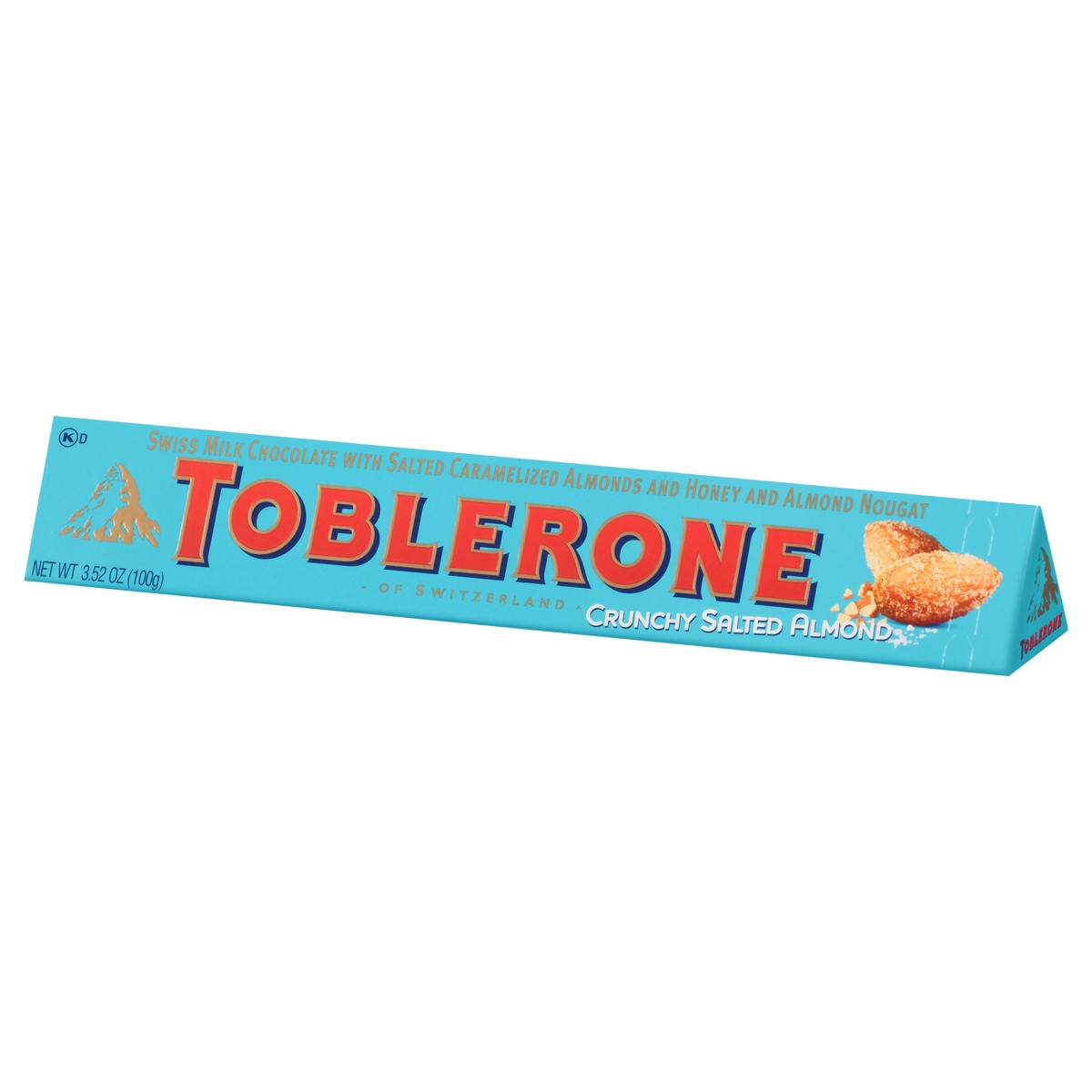 slide 5 of 9, Toblerone Milk Chocolate Bar with Salted Caramelized Almonds and Honey and Almond Nougat, 3.52 oz, 3.53 oz