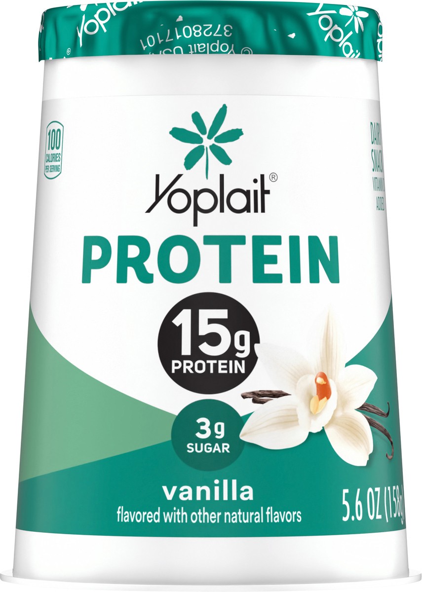slide 6 of 13, Yoplait Protein Yogurt Cultured Dairy Snack Cup, Vanilla Flavored, Gluten Free Protein Snacks, 5.6 oz, 5.6 oz