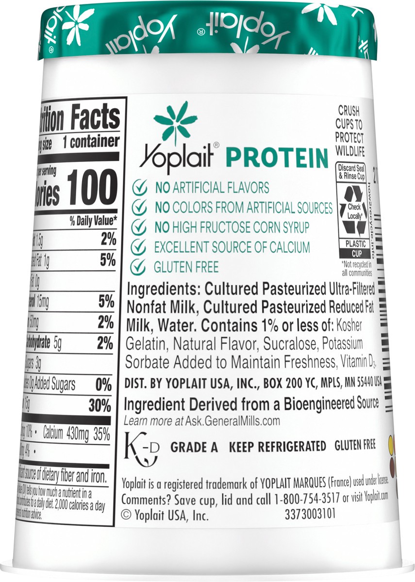 slide 13 of 13, Yoplait Protein Yogurt Cultured Dairy Snack Cup, Vanilla Flavored, Gluten Free Protein Snacks, 5.6 oz, 5.6 oz