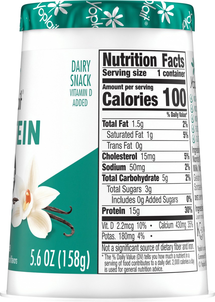 slide 12 of 13, Yoplait Protein Yogurt Cultured Dairy Snack Cup, Vanilla Flavored, Gluten Free Protein Snacks, 5.6 oz, 5.6 oz