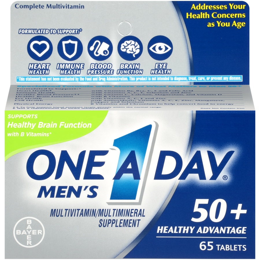 slide 1 of 1, One A Day Men's 50+ Healthy Advantage Multivitamin, 65 ct