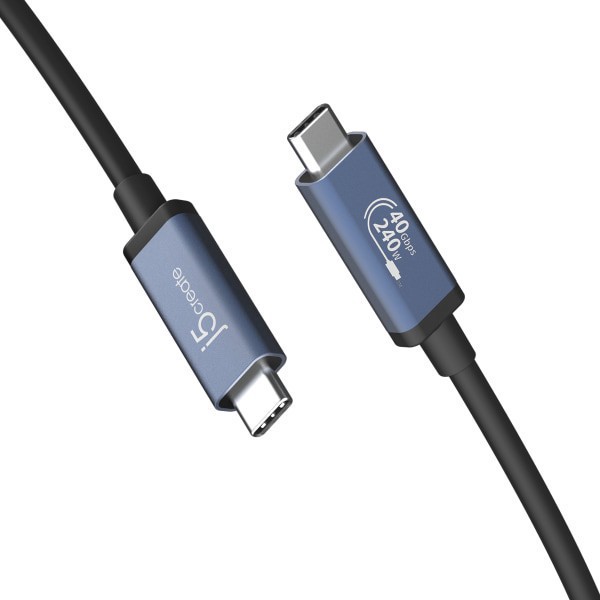 slide 6 of 6, j5create Usb 40Gbps 240W Usb Type-C Cable, Black/Space Gray, Juc29L08, 1 ct