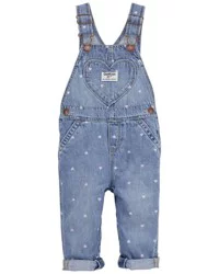 Oshkosh Baby Heart Print Denim Overalls Blue 12M