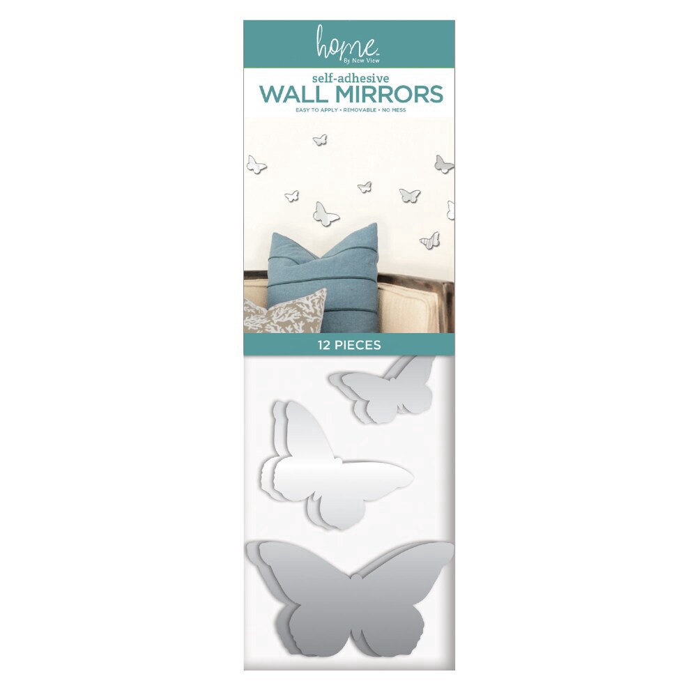 slide 2 of 2, New View Butterfly Wall Mirror Decals, 12 ct
