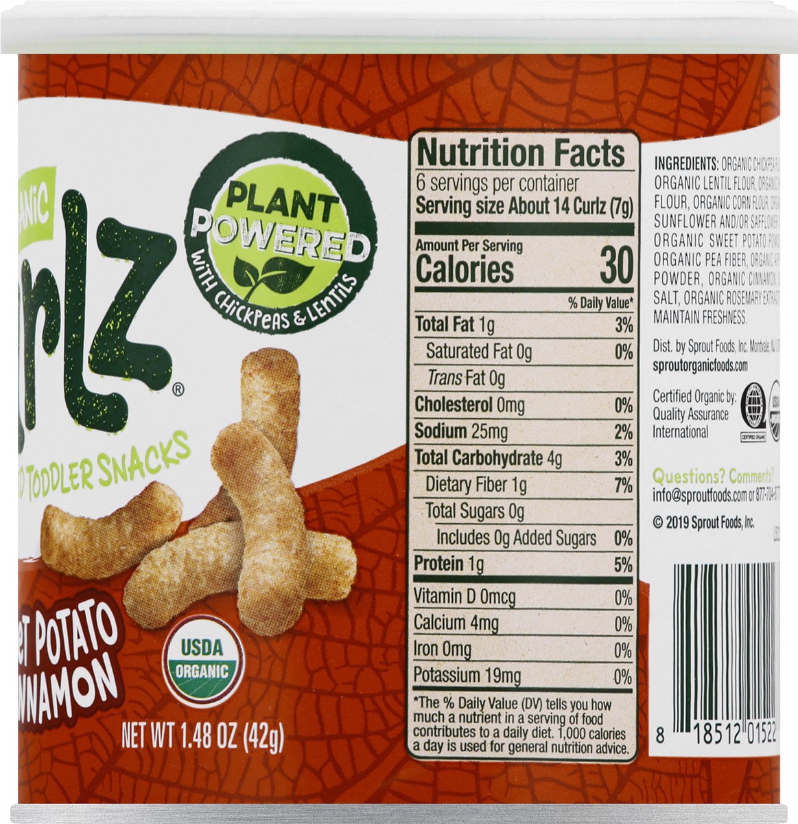 slide 12 of 13, Sprout Curlz Organic Sweet Potato & Cinnamon Baked Toddler Snacks 1.48 oz, 1.48 oz