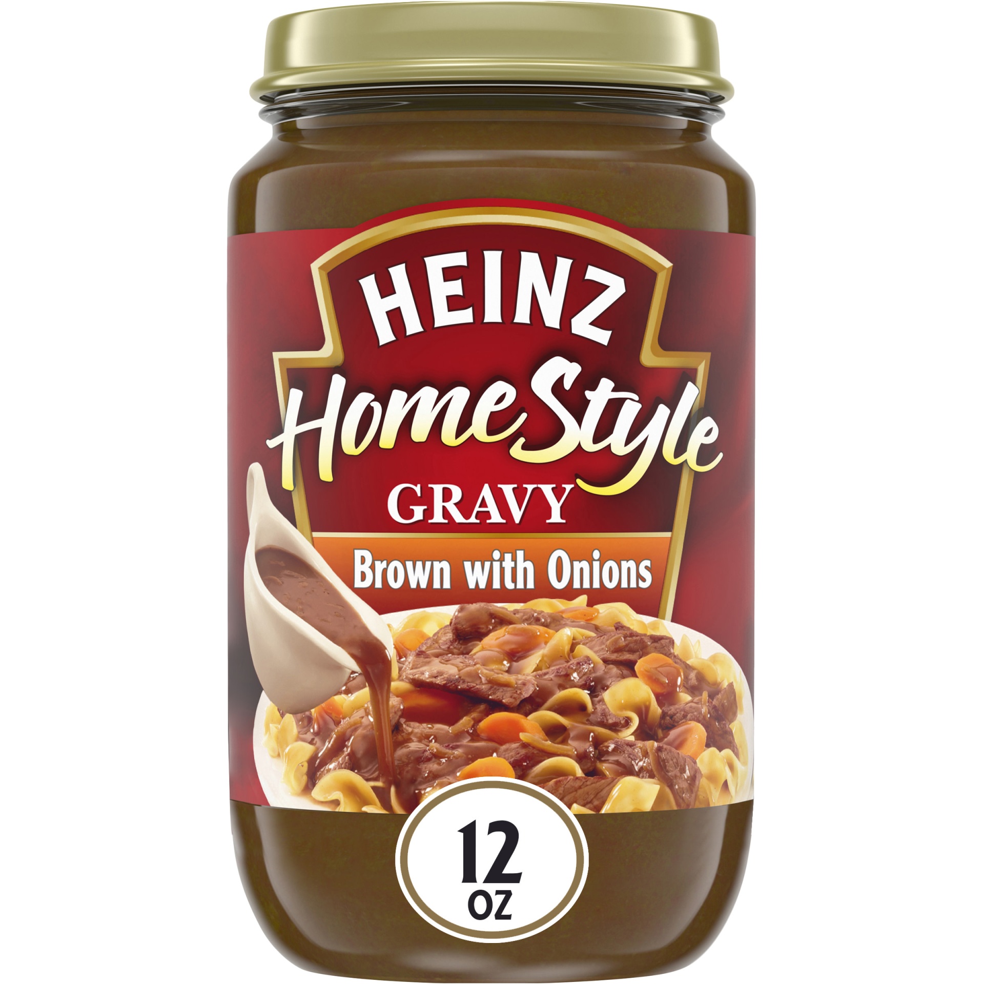 slide 1 of 1, Heinz HomeStyle Brown with Onions Gravy Jar, 12 oz